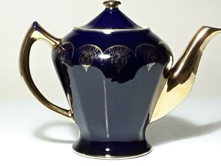 Vintage Hall Cobalt Blue,  Gold 6 Cup Teapot 0223s