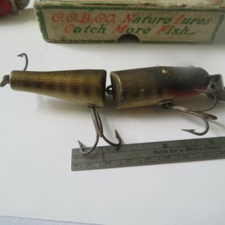 Fishing Lure Vintage 4½ " Creek Chub Wood Jointed Glass Eye Pikie Perch