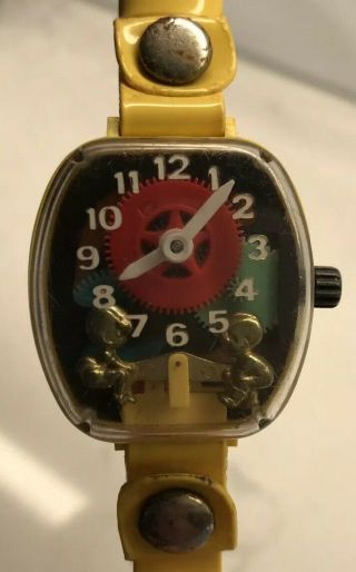 Vtg Merry Manufacturing Yellow Plastic Teeter Totter Toy Watch 1970’s Seesaw