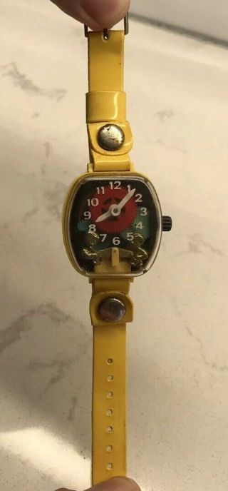 Vtg Merry Manufacturing Yellow Plastic Teeter Totter Toy Watch 1970’s Seesaw 2