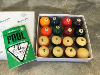 Perfect Vintage Aramith Belgian Billiard Ball Set,  Boxed,  16 - Balls,  Pool,  8 - Ball
