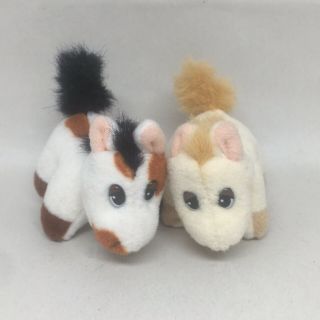 Vtg Pound Puppies Ponies Set Of Two Horses Tan Spotted 1997 Galoob Mini Plush 3 "