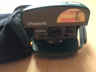 Vintage Polaroid One Step Express 600 Instant Film Camera W/ Flash Green & Case
