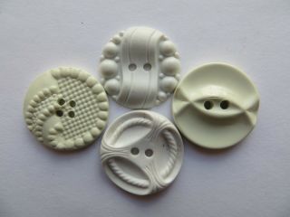 1940s Vintage Med Art Deco Off - White Coat Dress Craft Collectible Buttons - 23mm