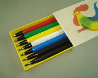 Set of 7 Vintage Russian Soviet Color Mechanical Pencils KIMEK Boxed 80s 2