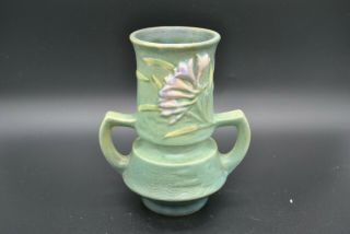 Vintage Roseville Pottery Freesia 118 - 6 Vase Green