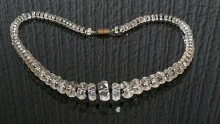 Czech Vintage Art Deco Flat Round Graduated Faceted Glass Bead Necklace