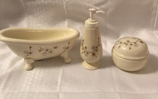 Vintage Athena California Usa Ceramic Bathtub Soap Dish Bathroom 3 Piece Set