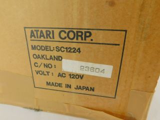 Atari SC1224 Vintage CRT Computer Monitor w/ Box SN M1591023815 2