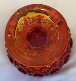 Vintage Amberina Footed Candy Dish Compote With Lid - Moon And Stars Pattern 4