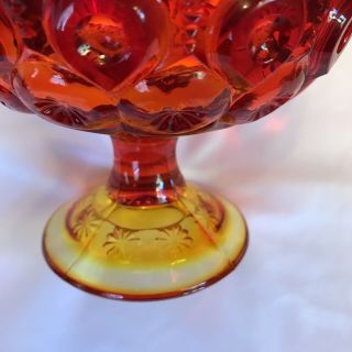 Vintage Amberina Footed Candy Dish Compote With Lid - Moon And Stars Pattern 5