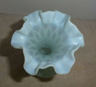 Vintage Fenton Blue Opalescent Satin Diamond Optic Vase 3