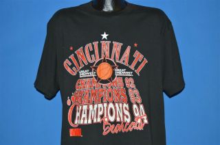 Vtg 90s Cincinnati Bearcats Conference Champs 94 College Basketball T - Shirt Xl