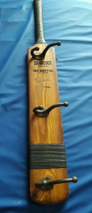 Len Hutton Gradidge Cricket Bat Vintage Design Coat Peg Hanger Fathersday On £35