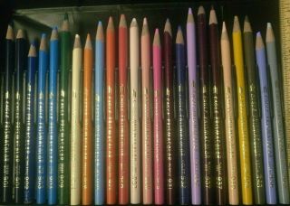 Vtg Eagle Prisma Pre - Berol Colored Pencil Crayon Prismacolor 24 Set Thick Leads