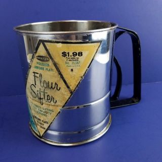 Usa Androck Flour Sifter Chrome 5 Cup Capacity 3 Screens Easy Vintage
