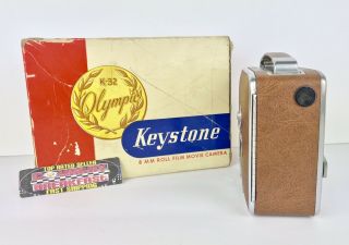 Vintage Keystone Olympic K - 32 Movie Camera 8MM W/ Box Manuals 1950s 5