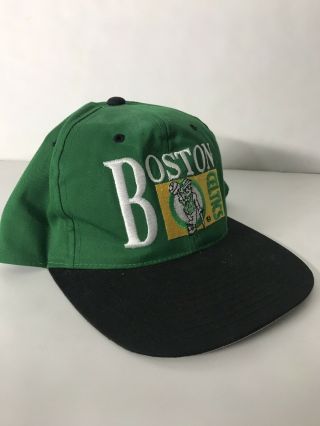 Vintage Boston Celtics Sports Specialties Script Snapback Hat Green Nba Retro