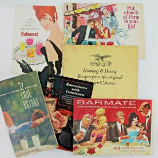 Group Of 6 Vtg Cocktail Recipe Pamphlets C1960s - From The Nancy Sinatra Estate