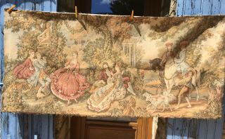 Large Vintage French Louis Rococo Baroque Aubusson Tapestry 6ft X 2 Ft 9 "