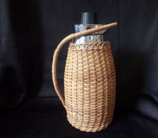Mcm Woven Rattan Wicker Carafe Pitcher Insulated Vintage 1 Liter 1 Qt