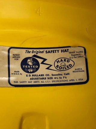 Vintage Bullard Hard Hat Hard Boiled Yellow From 1954 5