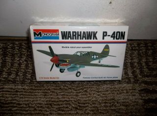 Vintage 1973 Monogram 1/72 P - 40n Warhawk Model Kit,