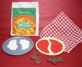 Vintage 1980s Fisher Price Play Kitchen Fun With Food Cloth Bag Playset - All Part
