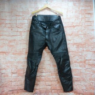 Vintage Scott Motorcycle Protection Black Leather Bike Trousers 36 " Inch Made Uk