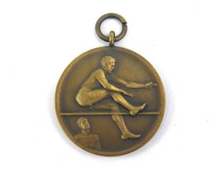 Vintage Art Deco Pinches Bronze Medallion Medal High Jump Athletics