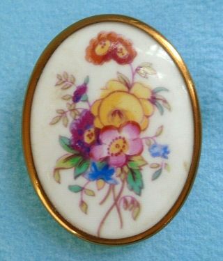 Vintage Royal Worcester Bone China Floral Brooch Pin Made In England