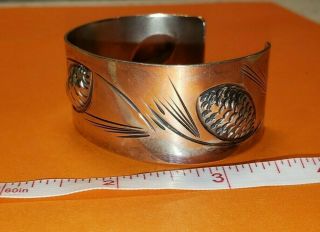 Stuart Nye Sterling Silver Vintage Cuff Bracelet With Pine Cone Design