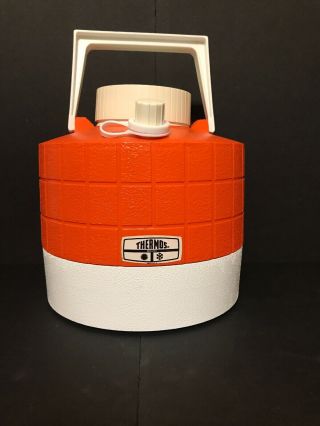 Vintage Euc Thermos Orange 1 - Gallon Plastic Water Jug Cooler Insulated Picnic