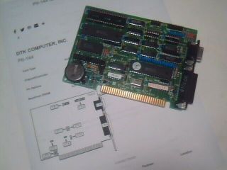 Dtk Pii - 144 Baby I/o Card 8 - Bit Isa For Ibm 5150 5160 5155 Pc/xt Vintage Floppy