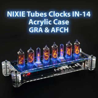 Nixie Tubes Clocks In - 14 In Acrylic Case; Option: Ir Remote,  Gps And Temperature