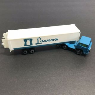 Yatming Lawsons Milk Semi Truck Tractor Trailer Blue White Vintage 1/100 Scale