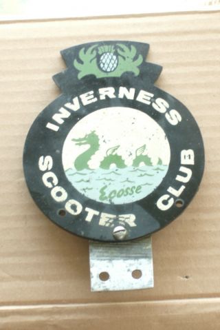 Vintage Scooter Badge/car Badge Inverness Scooter Club