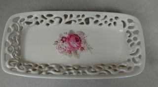 Vintage Waverly Norfolk Rose Garden Room Ceramic Trinkit Dish Jewelry Tray