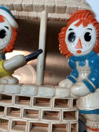 Vintage Raggedy Ann & Andy Wishing Well Wall Hanging with Copper Mirror 1977 EUC 4