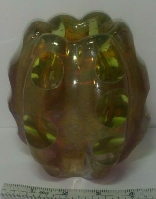 Evolution By Waterford Vintage Heavy Art Glass 5.  " Vase.  Orange Green Yellow.