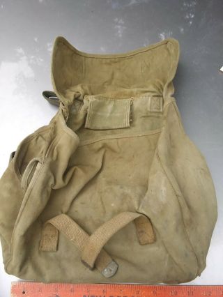 Vintage World War II faded 1940 US ARMY ww2 ww11 BACKPACK.  Rucksack Canvas Bag 4
