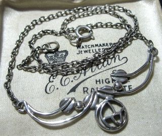 Vintage Jewellery Solid Sterling Silver Rennie Mackintosh Rose Drop Necklace