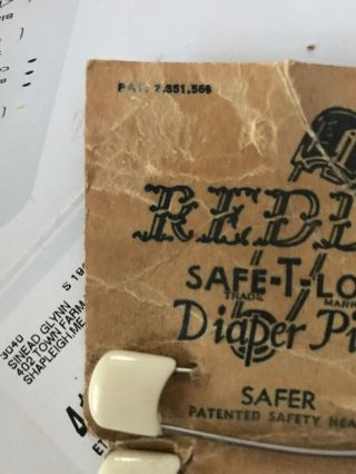 Vintage Reddy Diaper Pins On Cardboard 3 Pack 2