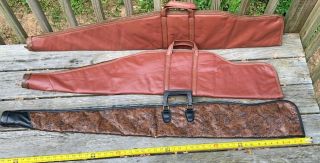 3 1960 Vtg Kolpin Vinyl & Leather Rifle/shot Gun Case Soft Lining Bag Long Carry