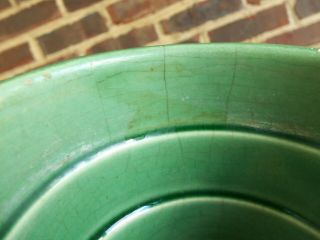 VINTAGE McCOY Pottery Planter Pot Saucer Basket Weave Pattern Green THREE 7