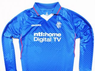 Vintage L/s Shirt Diadora Glasgow Rangers Home 2002 - 03 Jersey Size: Xl (x - Large)