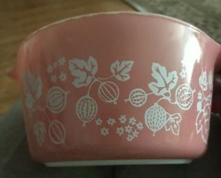 Vintage Pyrex Pink Gooseberry Casserole Bowl Dish 473 1 Qt No Lid No Defects