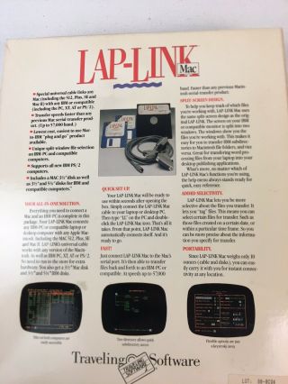 Vintage IBM / MAC : LAP - LINK Macintosh Software Including Cables and Floppys 2