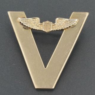 Vintage Symmetalic Sterling & 14k Gold Wwii Victory Pin W/ Us Air Force Insignia