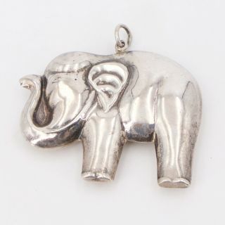 Vtg Sterling Silver - Solid Elephant Animal Pendant - 19g
